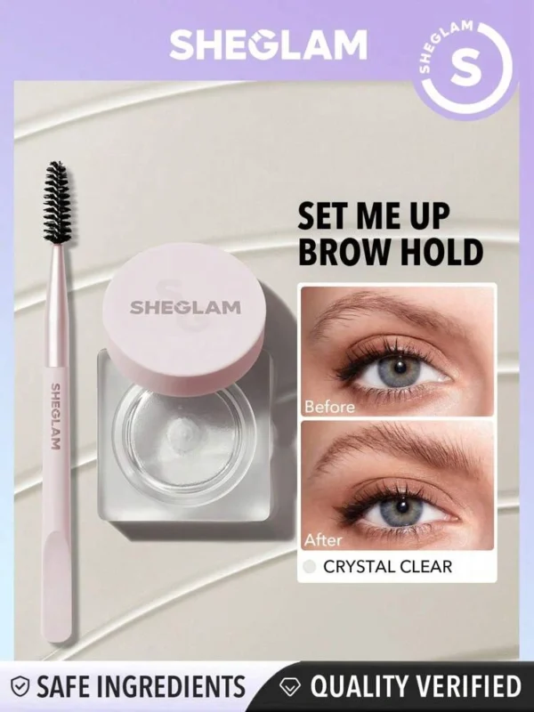 ژل ابروی بی رنگ شیگلم | ژل ابرو کاسه ای  SHEGLAM Set me up brow hold crystal clear - Image 6